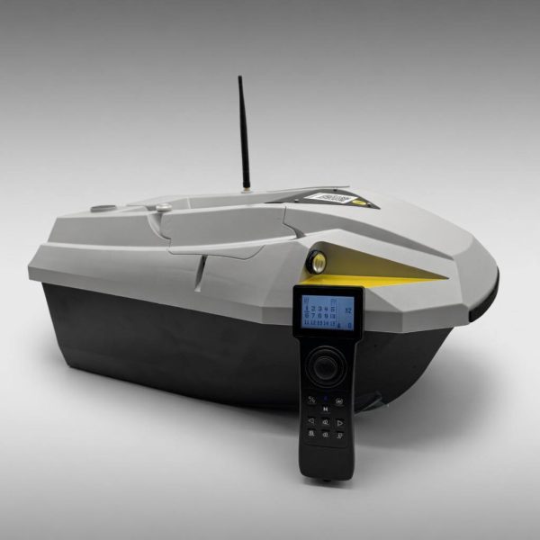 Прикормочний кораблик-катамаран для риболовлі з GPS з 1 бункером білий